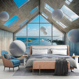 Architectural Oceanfront Interior Wallpaper Mural