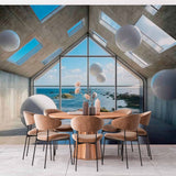 Architectural Oceanfront Interior Wallpaper Mural