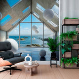 Architectural Oceanfront Interior Wallpaper Mural