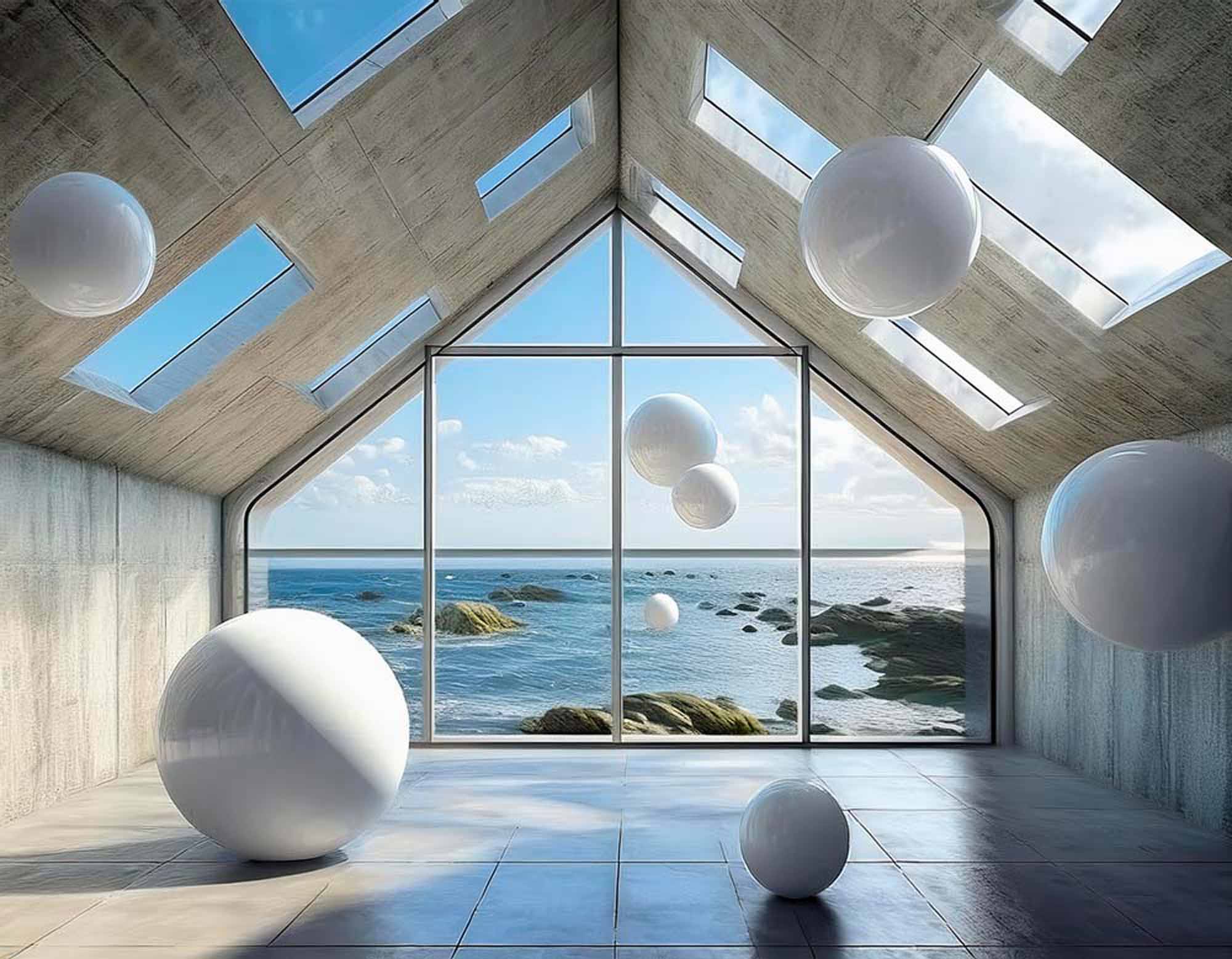 Architectural Oceanfront Interior Wallpaper Mural