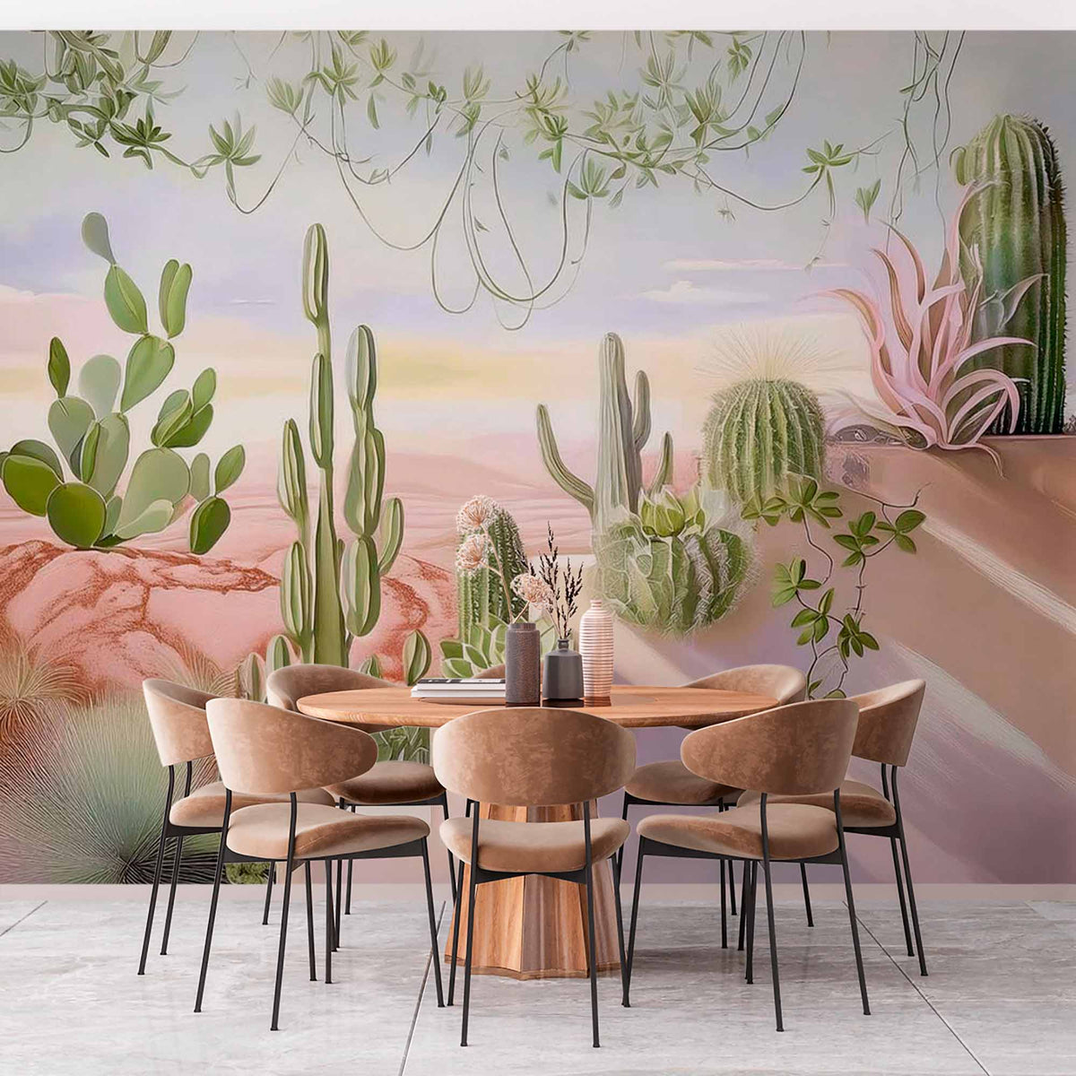 Custom Cactus Oasis Wallpaper Mural