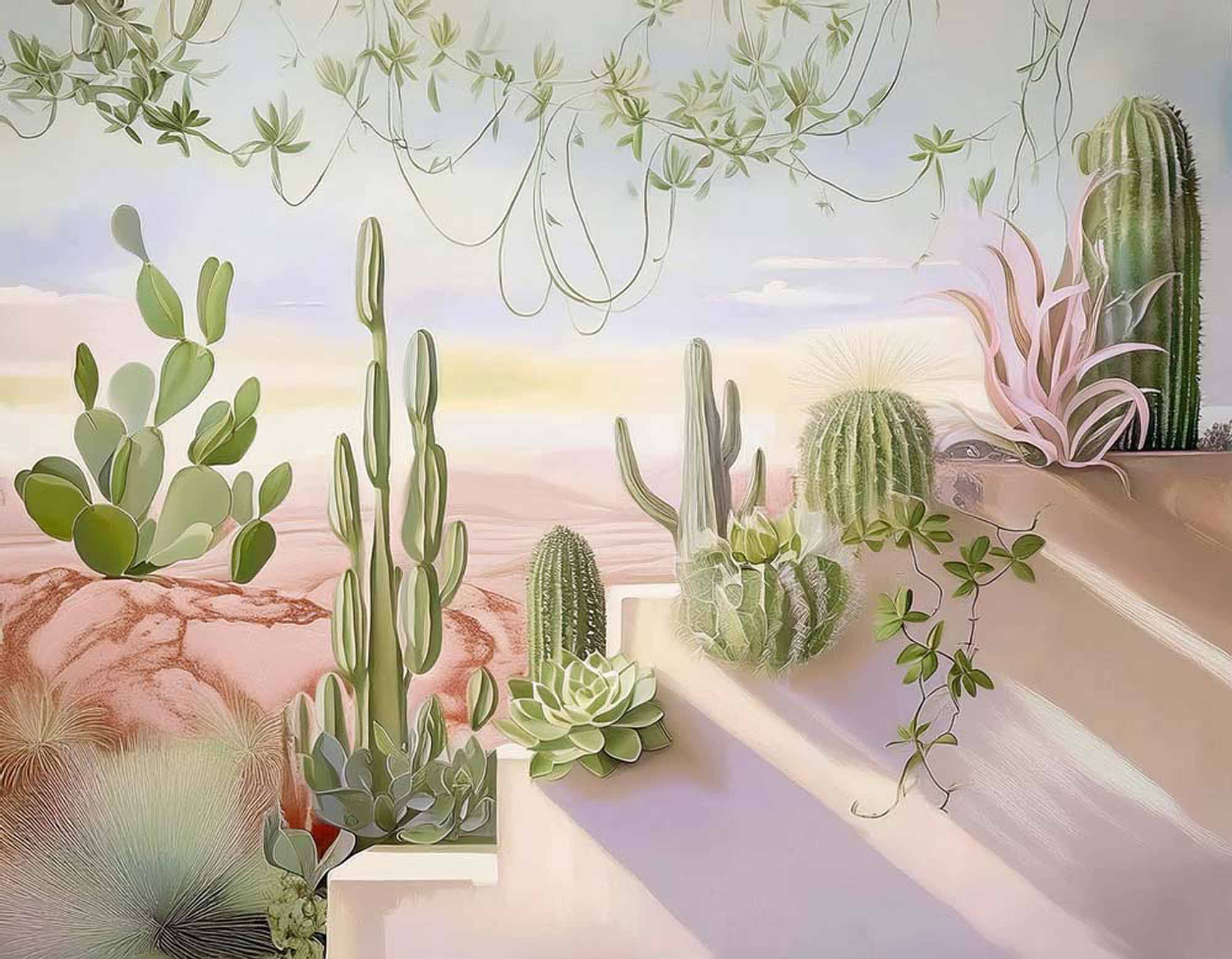Cactus Oasis Wallpaper Mural