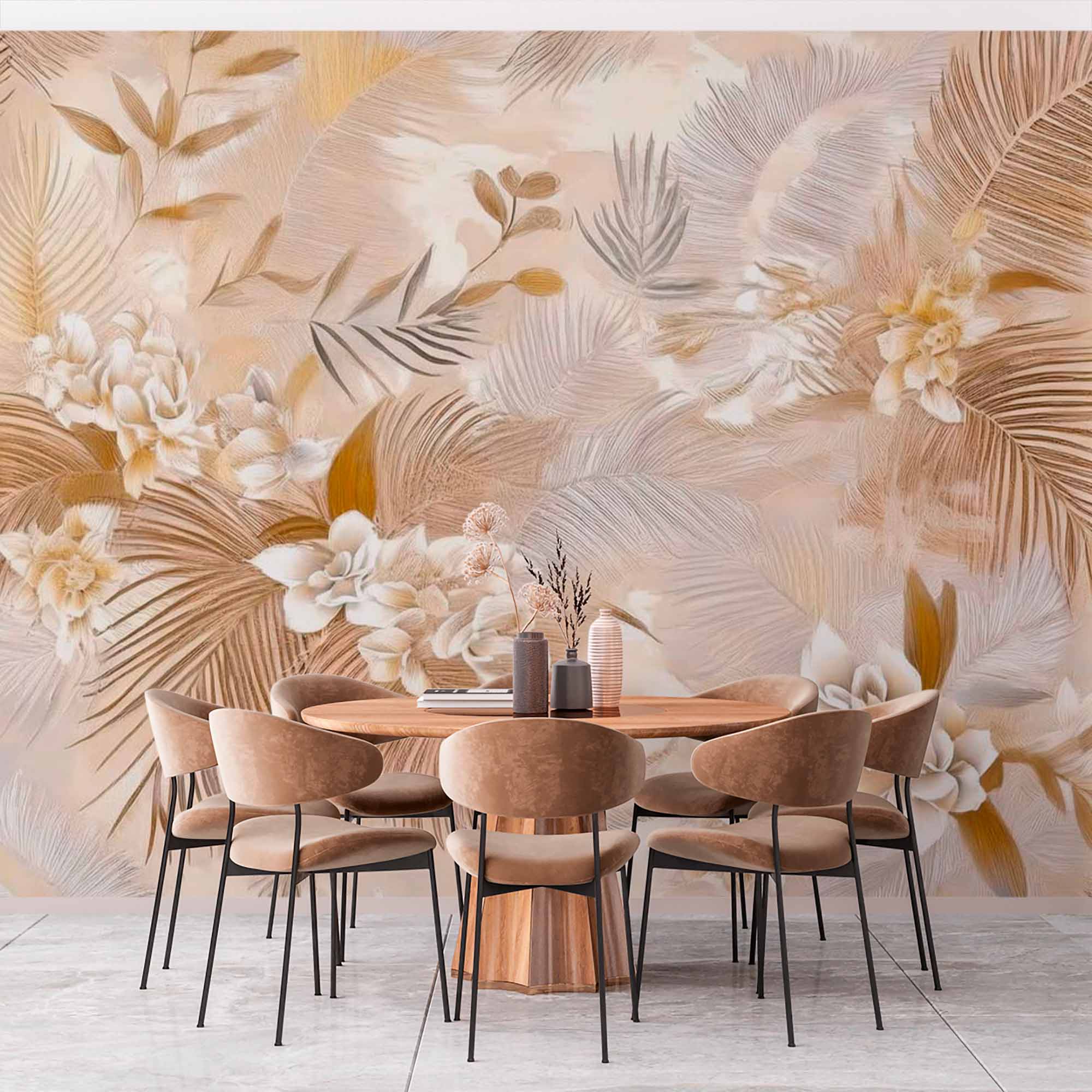 Golden Palm Leaves Wallpaper Mural