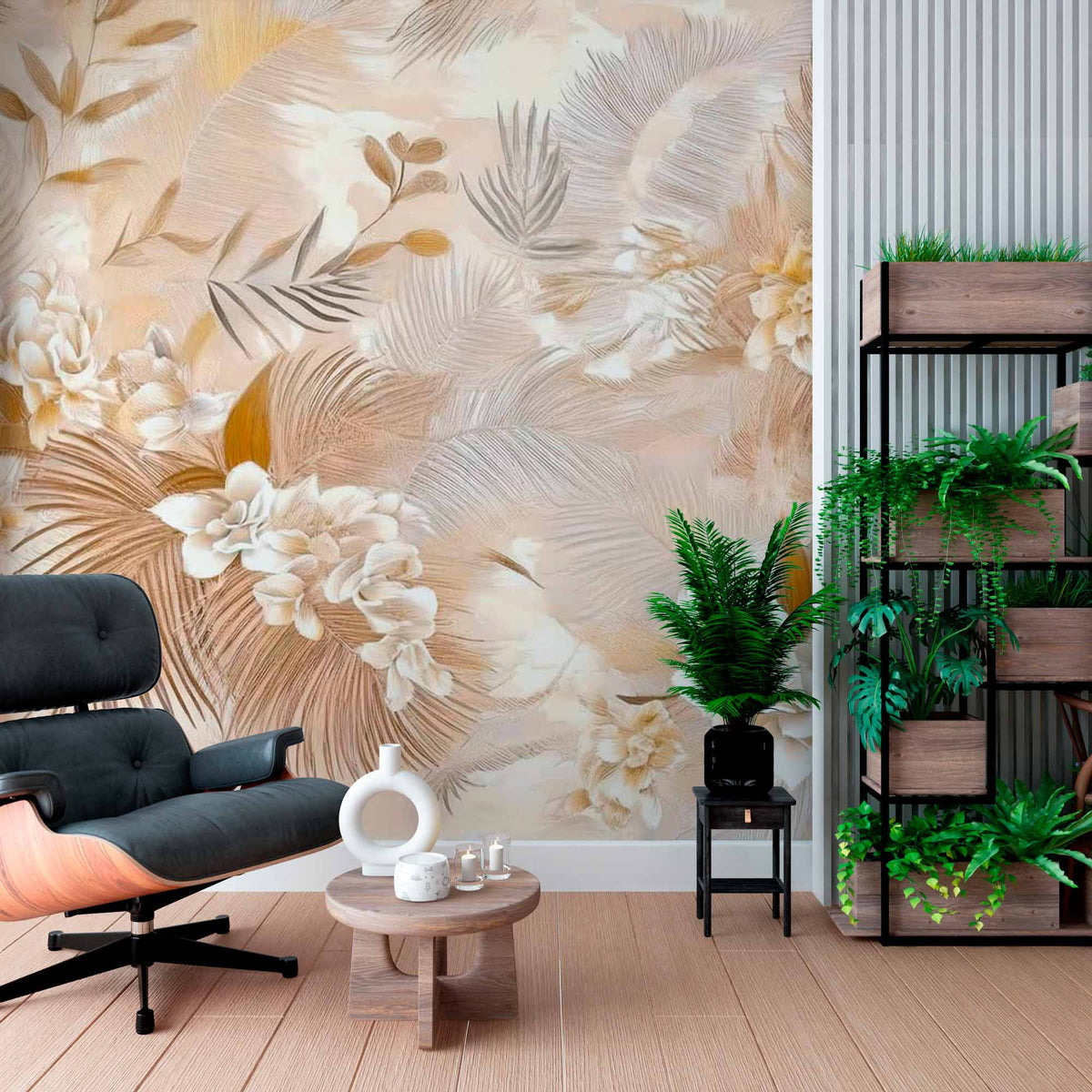 Golden Palm Leaves Wallpaper Mural
