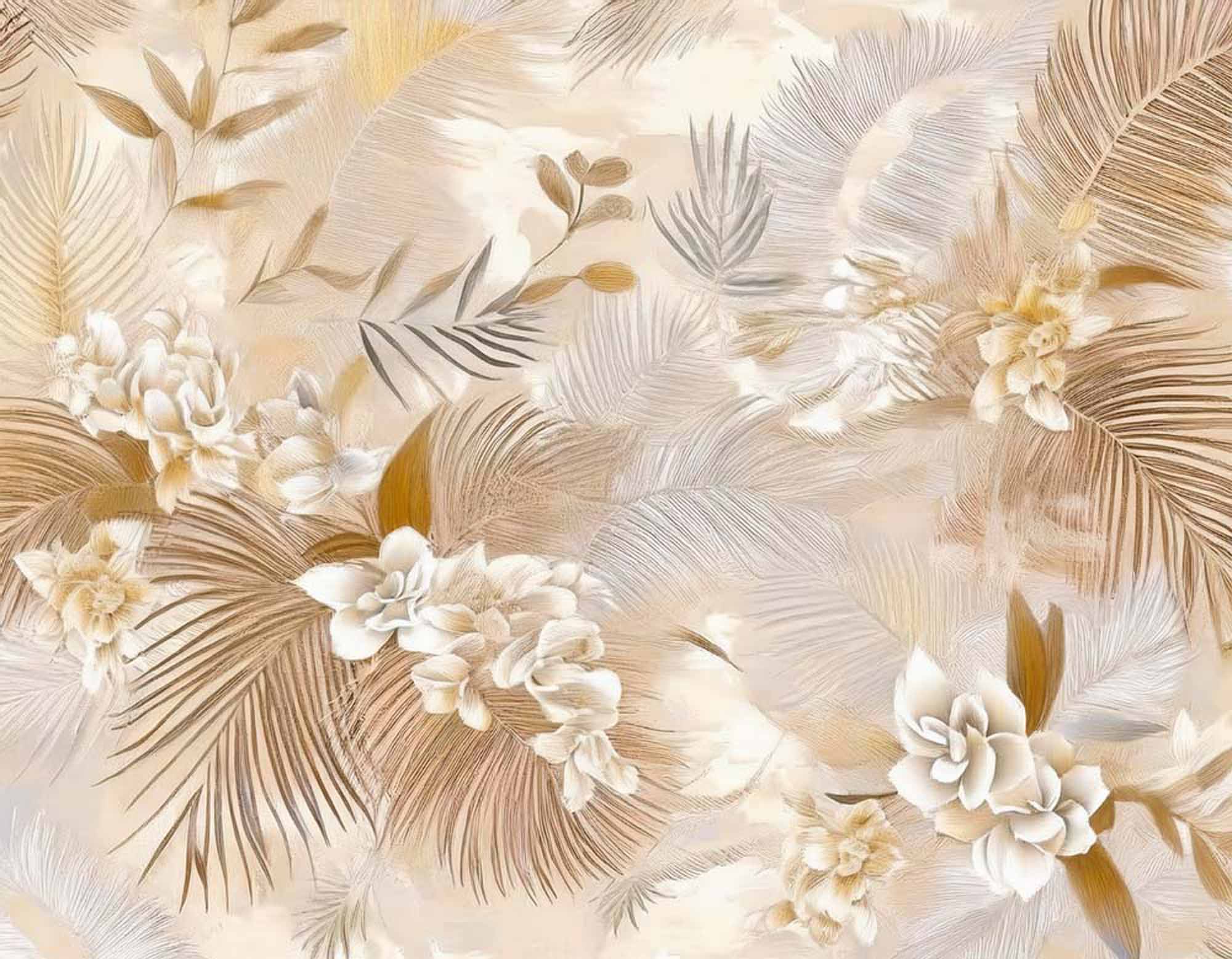 Golden Palm Leaves Wallpaper Mural