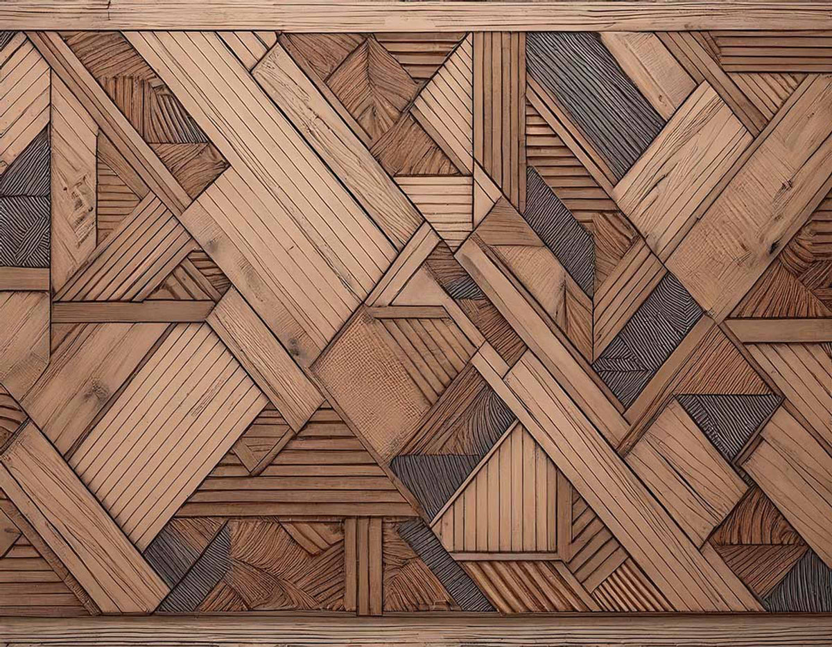 Papier peint bois géométrique – Papier peint panoramique motif de lames de bois 3D