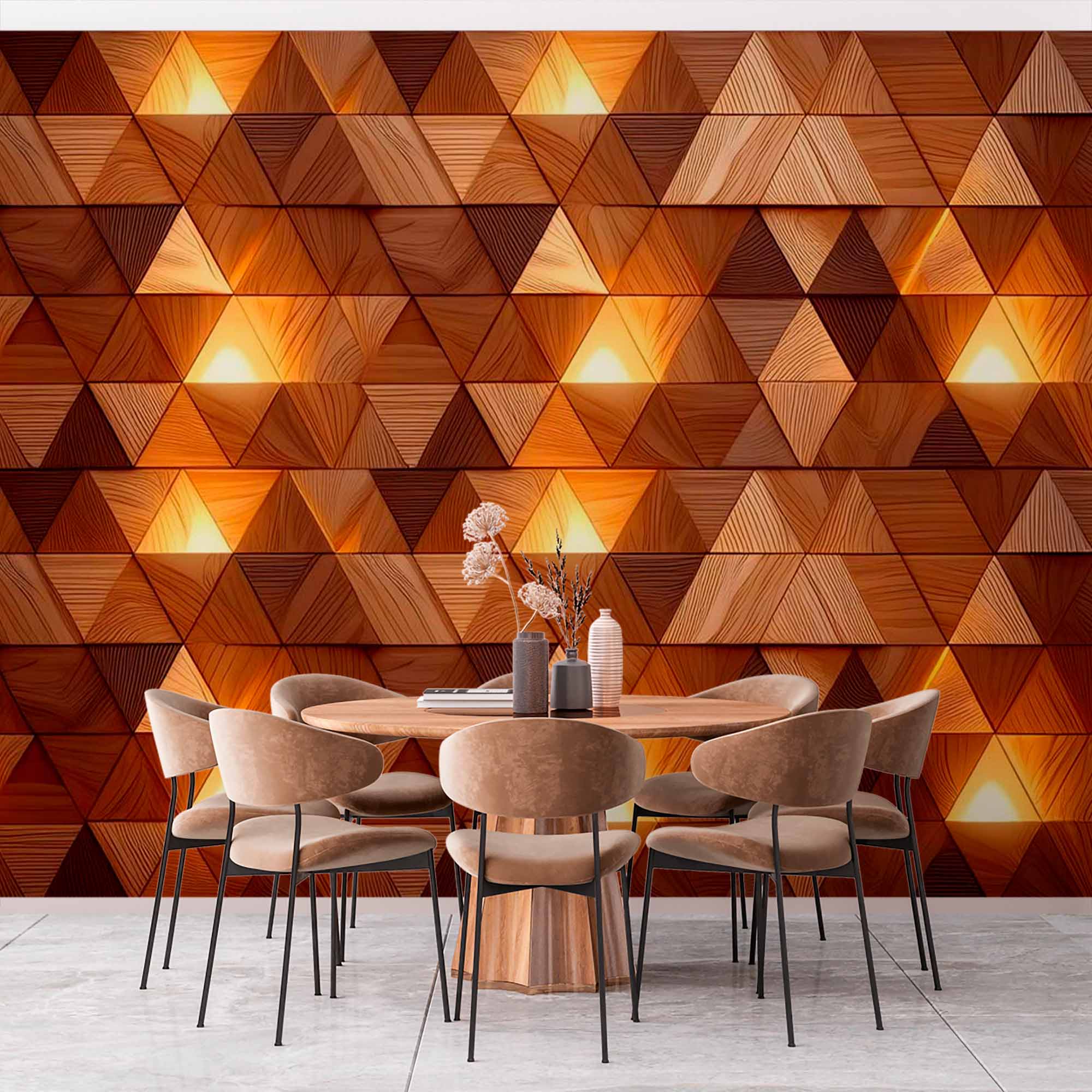 Backlit Wooden Triangle Wallpaper Mural
