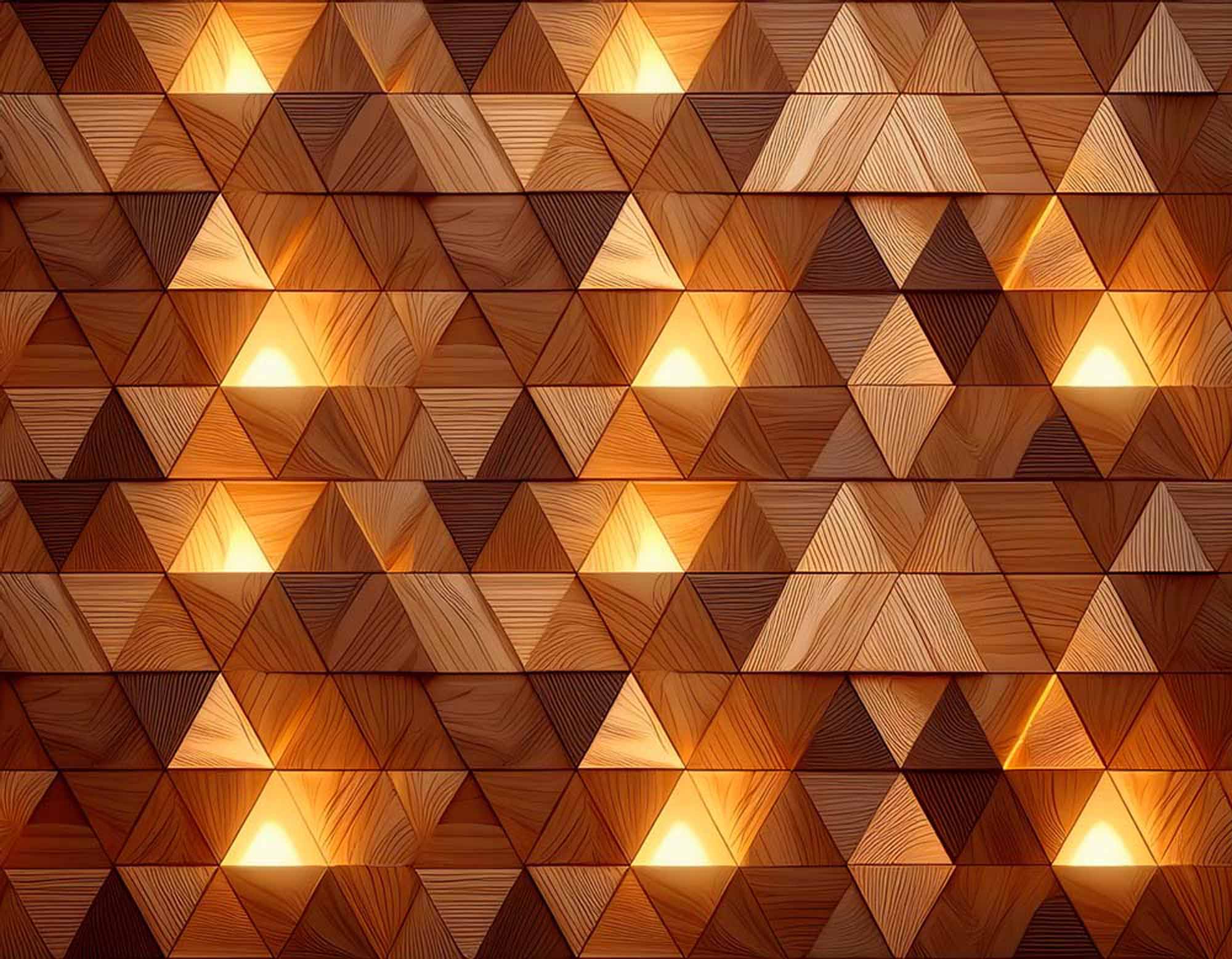 Backlit Wooden Triangle Wallpaper Mural