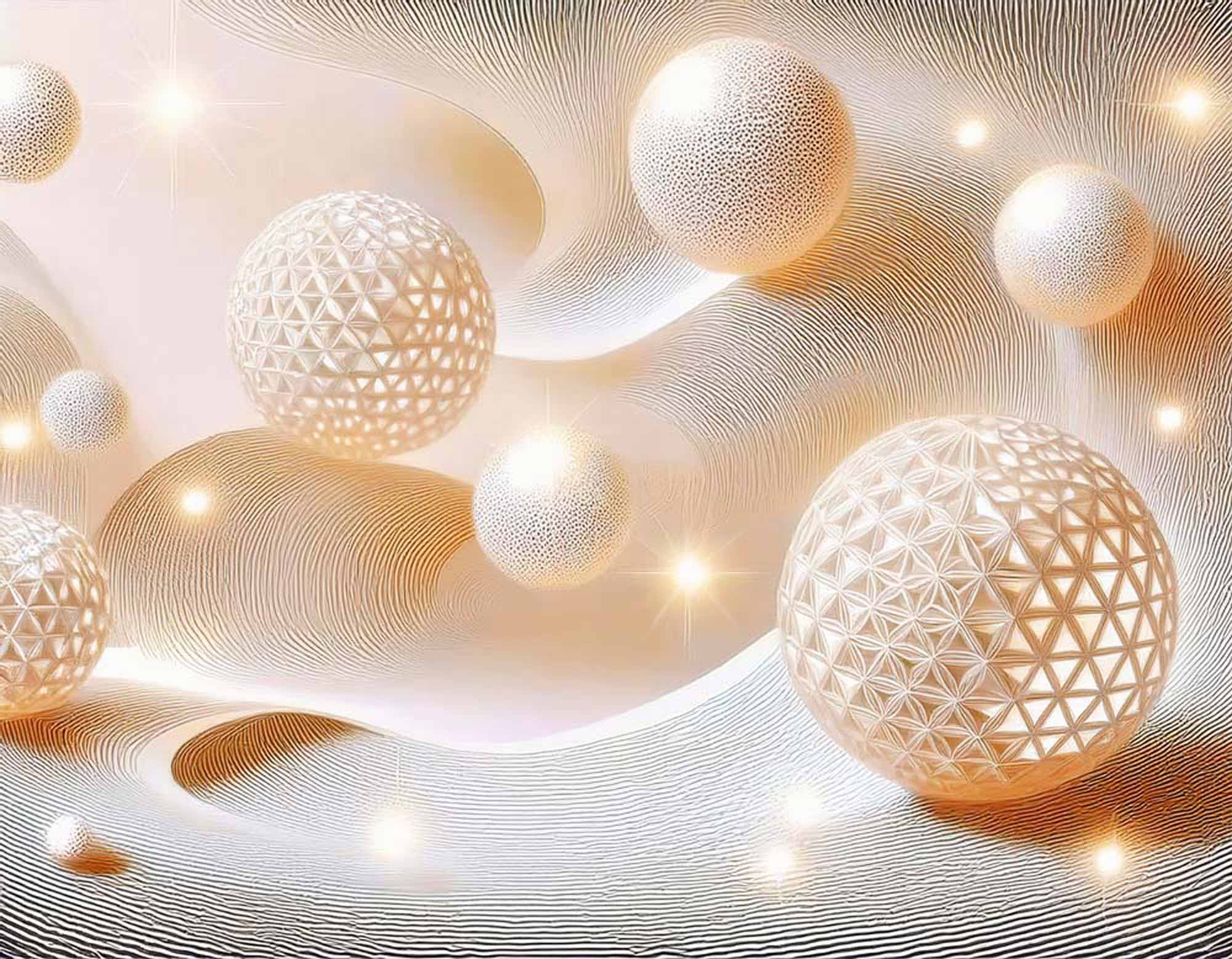 Illuminated 3D Orbs Wallpaper Mural
