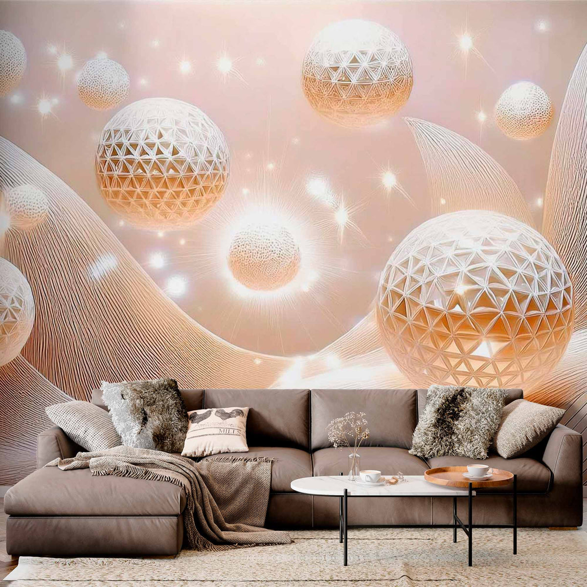 Luminous 3D Balls Wallpaper Mural