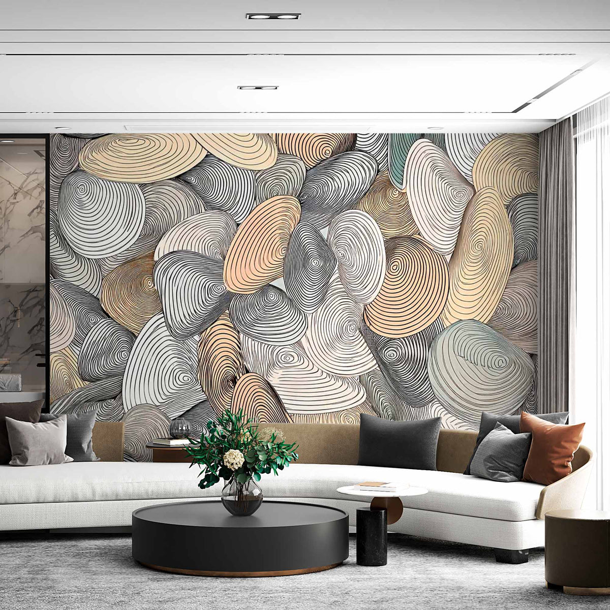 Organic Swirl Shapes Wallpaper Mural