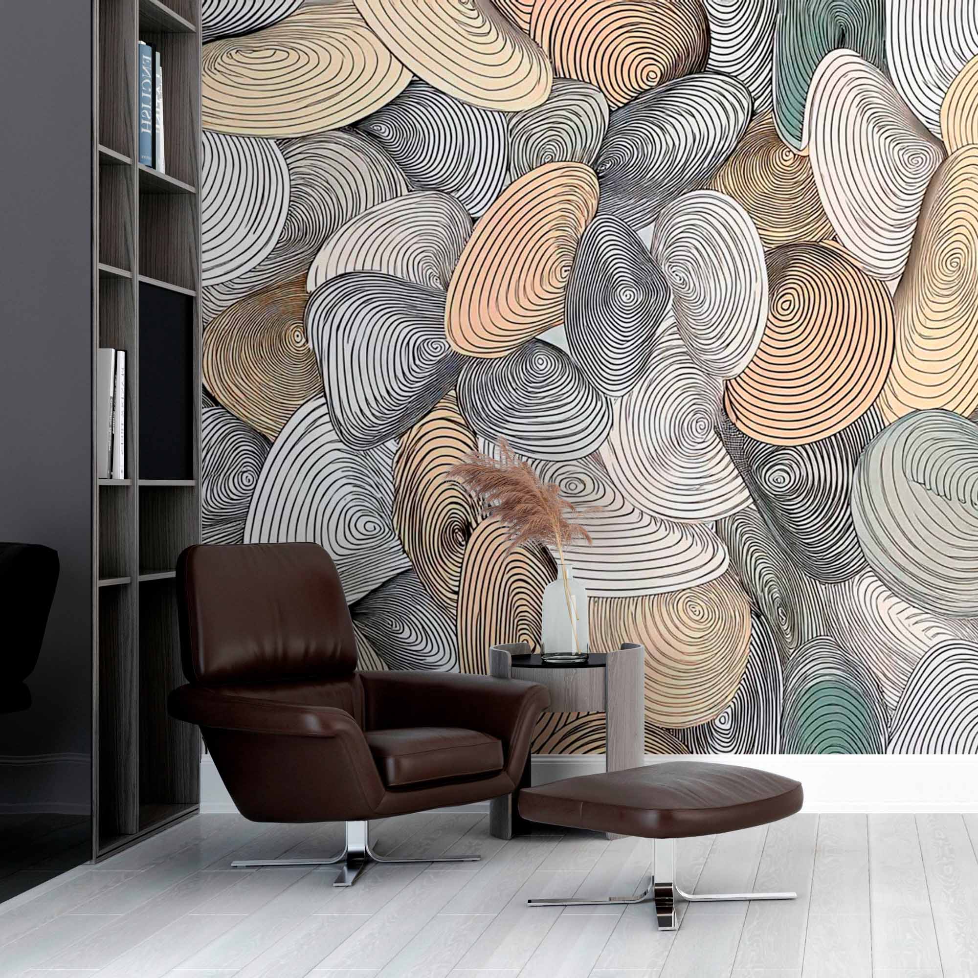 Organic Swirl Shapes Wallpaper Mural