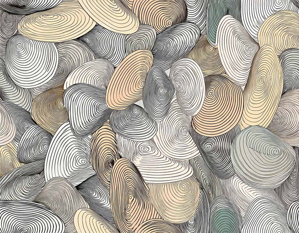 Organische wervelvormen behang – grijze en beige abstracte lijnen fotobehang