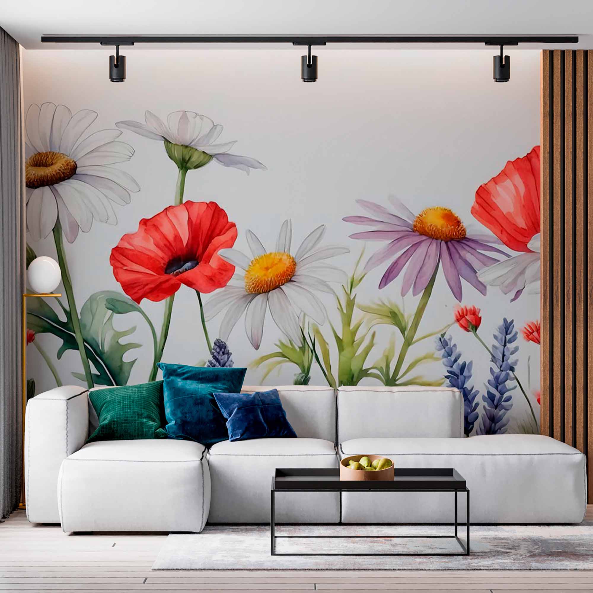 Watercolor Wildflowers Wallpaper Mural