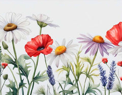 Custom Watercolor Wildflowers Wallpaper Mural