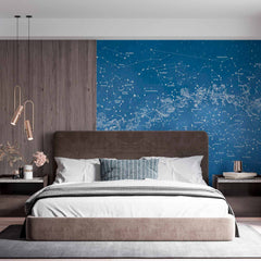 Custom Star Constellations Wall Mural Wallpaper - Detailed Celestial Map on Blue Background