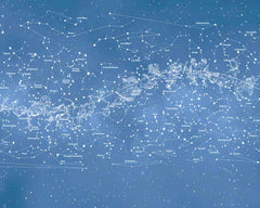 Custom Star Constellations Wall Mural Wallpaper - Detailed Celestial Map on Blue Background