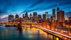 Custom Long Exposure New York City Skyline at Night Wallpaper Mural