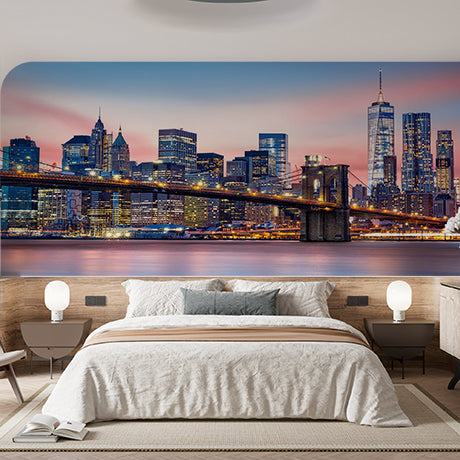 New York City Skyline at Sunset Wall Mural - Brooklyn Bridge and Skyscrapers Wallpaper