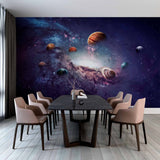 Stunning Outer Space Wall Mural Wallpaper Featuring Planets and Galaxy