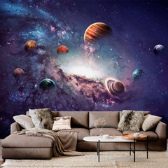 Custom Stunning Outer Space Wall Mural Wallpaper Featuring Planets and Galaxy