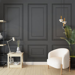 Custom Elegant Dark Gray Recessed Panel Wall Mural Wallpaper