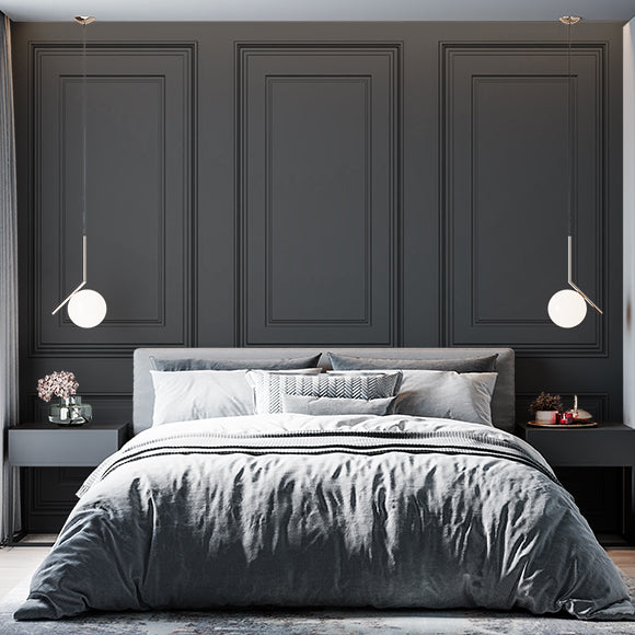 Custom Elegant Dark Gray Recessed Panel Wall Mural Wallpaper