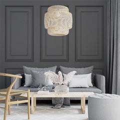 Custom Elegant Dark Gray Recessed Panel Wall Mural Wallpaper