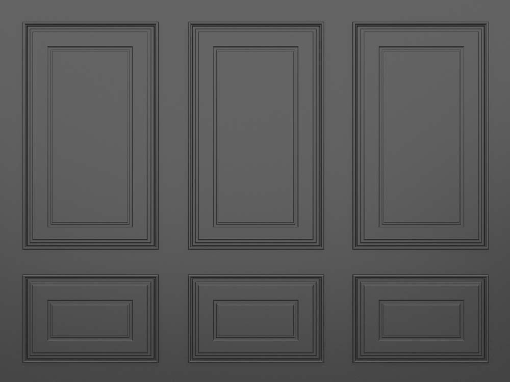 Papier peint moulures gris foncé – Papier peint panoramique effet panneaux muraux classiques