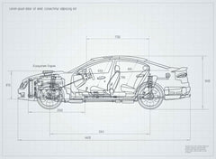 Custom Technical Blueprint Drawing of Modern Car Wall Murals