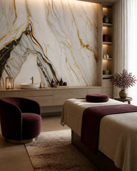 White gold marble wallpaper in a wellness spa.