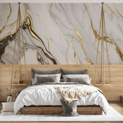 Custom White Gold Marble Wallpaper Luxury Wall Mural Decor
