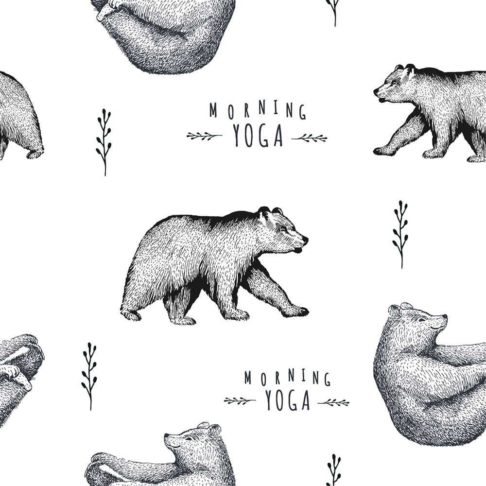 Morning Yoga Bears Wall Mural Animals Scandinavian Wallpaper