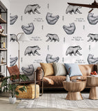 Morning Yoga Bears Wall Mural Animals Scandinavian Wallpaper