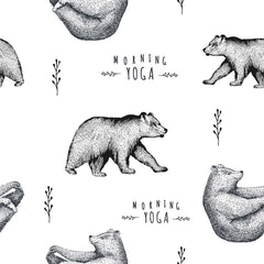 Custom Morning Yoga Bears Wall Mural Animals Scandinavian Wallpaper