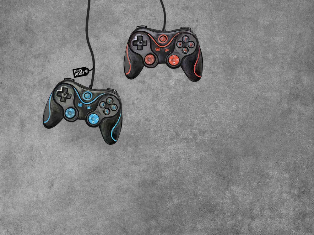 Gamer Wallpaper – Game Controllers on Grey Concrete Mural