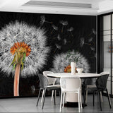 Modern Black and White Dandelion Wall Mural Wallpaper