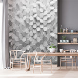 3D Hexagonal Pattern with White Geometric Textures Wall Murals