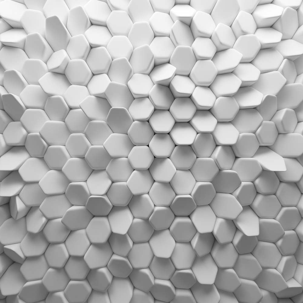 Papier peint hexagones 3D blancs – Papier peint panoramique relief géométrique en nid d’abeille