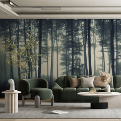 Custom Dark Forest Wallpaper Moody Nature Scene Wall Mural Gothic Decor