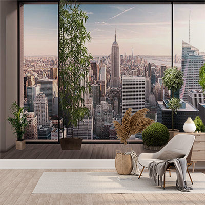 Modern Urban View Wall Mural - New York City Skyline with Indoor Greenery