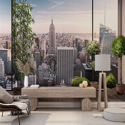 Modern Urban View Wall Mural - New York City Skyline with Indoor Greenery