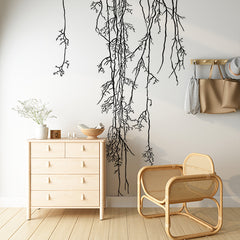 Custom Minimalist Hanging Vines Silhouette Wall Mural Wallpaper