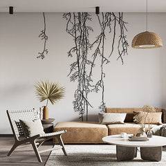 Custom Minimalist Hanging Vines Silhouette Wall Mural Wallpaper