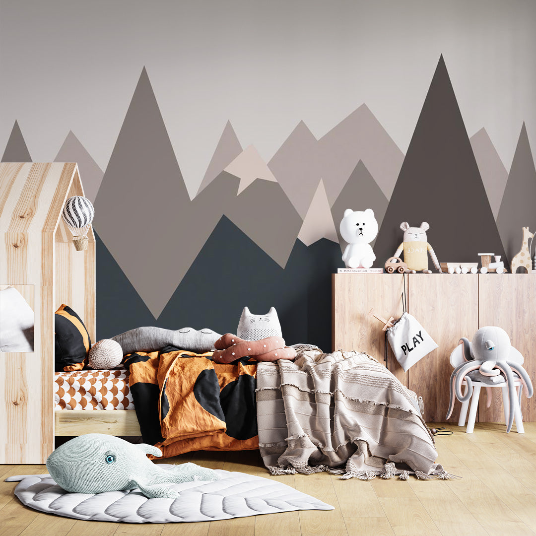 Custom Kids Wall Murals Dark Mountains Wallpaper for Kids