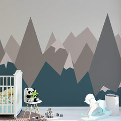 Custom Kids Wall Murals Green Dark Mountains Wallpaper for Kids