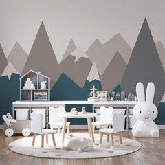 Custom Kids Wall Murals Green Dark Mountains Wallpaper for Kids