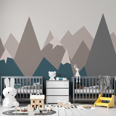 Custom Kids Wall Murals Green Dark Mountains Wallpaper for Kids