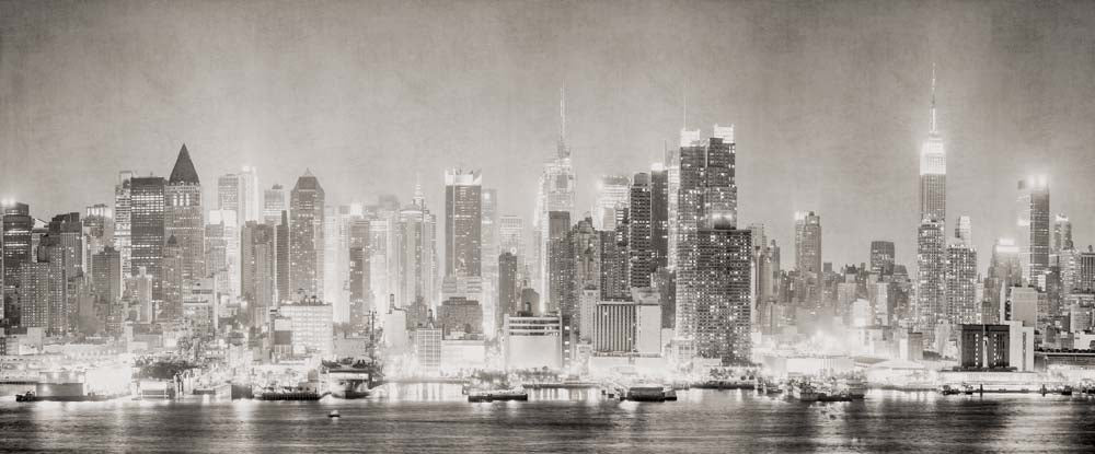 Black and White Midtown Manhattan Skyline Wall Mural