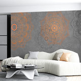 Orange and Gray Mandala Pattern Wallpaper